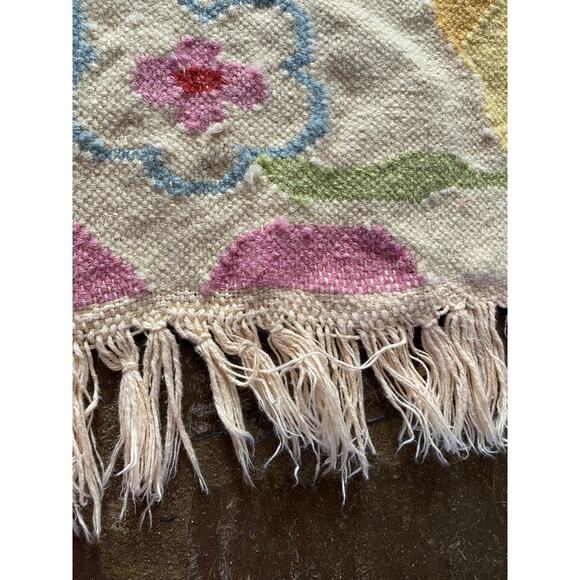 Vintage Turkish Runner Rug Remnant Piece Wool Handwoven Oushak Floral 30” X 95” - Picture 9 of 10
